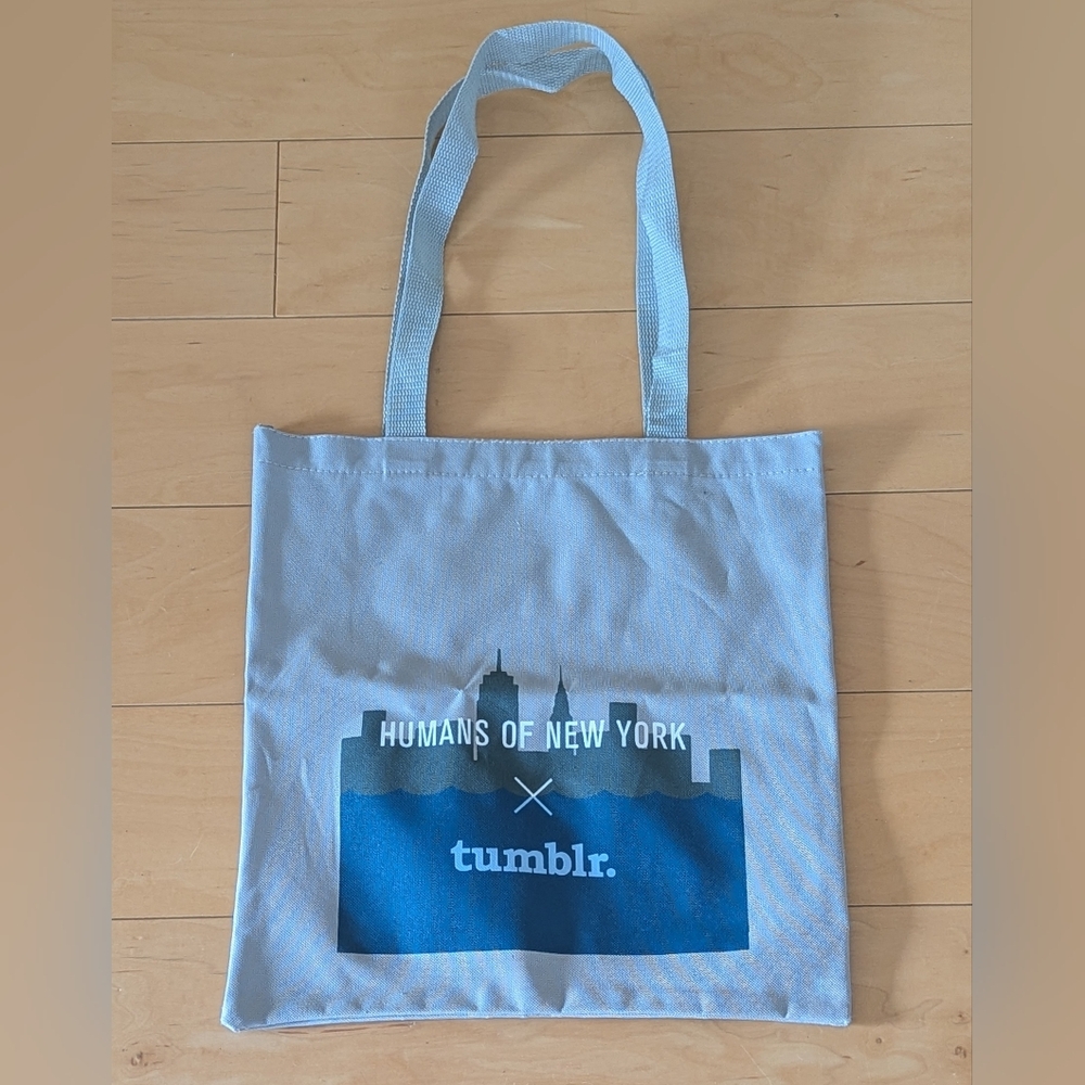Humans of New York Tumblr Skyline Tote Bag Blue Graphic Reusable Bag